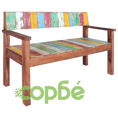 Пейка, регенерирано дърво масив от лодки, 125x51x80 см ➤ топ цена ➤ sorbe.bg