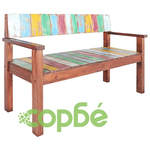 Пейка, регенерирано дърво масив от лодки, 125x51x80 см ➤ топ цена ➤ sorbe.bg