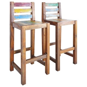 Бар столове, 2 бр, регенерирана дървесина масив