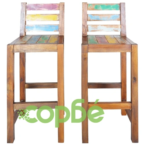 Бар столове, 2 бр, регенерирана дървесина масив ➤ топ цена ➤ sorbe.bg