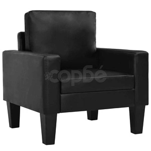 Фотьойл, тапицерия от изкуствена кожа, черен