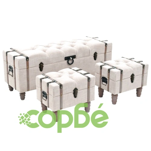 Комплект 3 бр пейки за съхранение дърво и стомана 112x37x45 см ➤ топ цена ➤ sorbe.bg