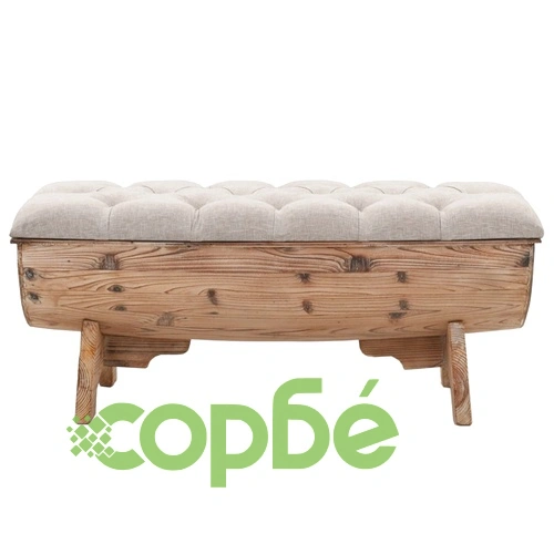 Пейка за съхранение, дървен масив и плат, 103x51x44 см ➤ топ цена ➤ sorbe.bg