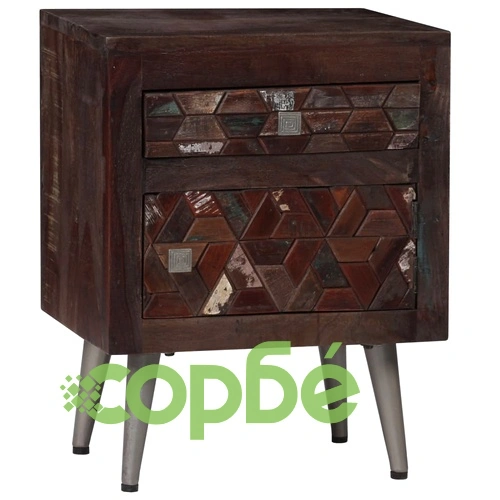 Нощно шкафче, регенерирано дърво, 40х30х50 см ➤ топ цена ➤ sorbe.bg