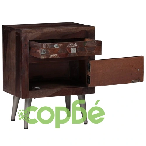 Нощно шкафче, регенерирано дърво, 40х30х50 см ➤ топ цена ➤ sorbe.bg