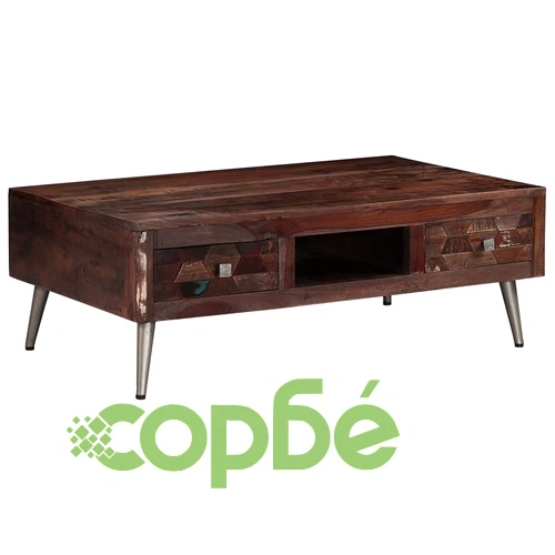 Маса за кафе, масивна регенерирана дървесина, 100x60x35 cм ➤ топ цена ➤ sorbe.bg