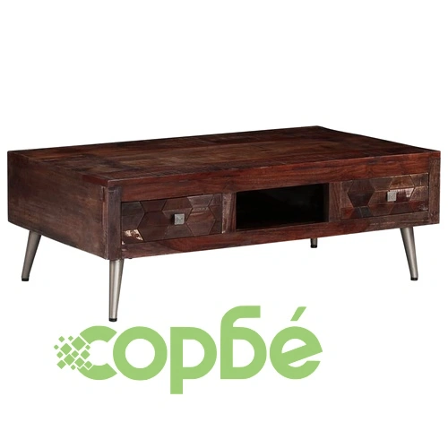 Маса за кафе, масивна регенерирана дървесина, 100x60x35 cм ➤ топ цена ➤ sorbe.bg