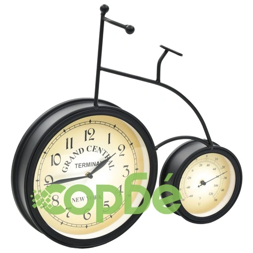 Градински стенен часовник с термометър, велосипед, винтидж ➤ топ цена ➤ sorbe.bg