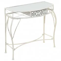 Странична маса, френски стил, метал, 82x39x76 см, бяла