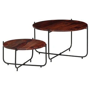 Комплект маси за кафе, 2 бр, акациево дърво масив, 60x35 cм