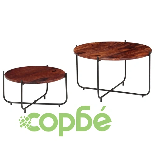 Комплект маси за кафе, 2 бр, акациево дърво масив, 60x35 cм ➤ топ цена ➤ sorbe.bg