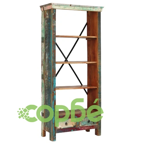 Библиотека, регенерирано дърво масив, 80x35x180 см ➤ топ цена ➤ sorbe.bg