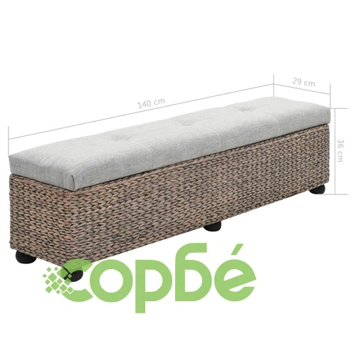 Пейка от морска трева, 140x29x36 см, сива ➤ топ цена ➤ sorbe.bg