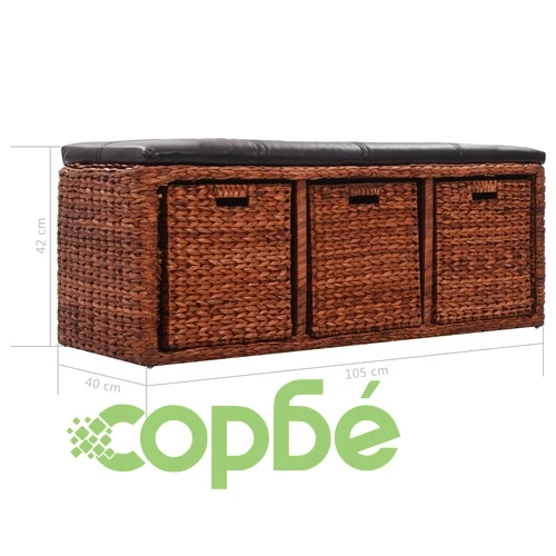 Пейка с 3 кошници, морска трева, 105x40x42 см, кафява ➤ топ цена ➤ sorbe.bg