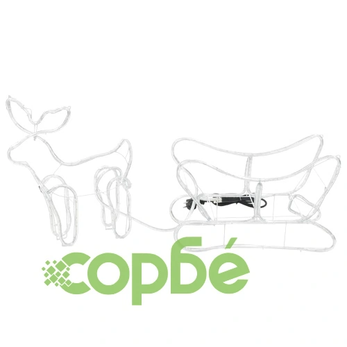 Коледна украса, светещ елен с шейна, 110x24x47 см ➤ топ цена ➤ sorbe.bg