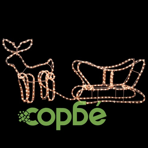 Коледна украса, светещ елен с шейна, 110x24x47 см ➤ топ цена ➤ sorbe.bg