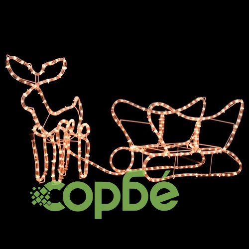 Коледна украса, светещ елен с шейна, 110x24x47 см ➤ топ цена ➤ sorbe.bg