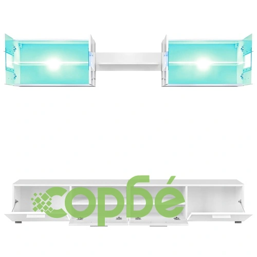 ТВ секция от 5 части с LED осветление, бял гланц ➤ топ цена ➤ sorbe.bg