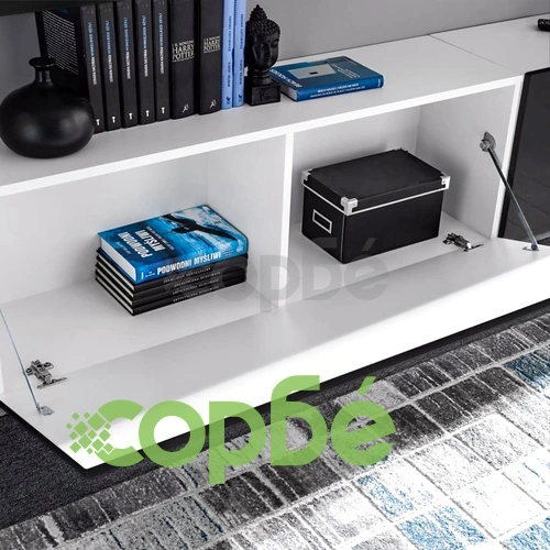 ТВ секция от 8 части с LED осветление, силен гланц, черна ➤ топ цена ➤ sorbe.bg