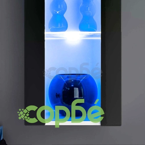 ТВ секция от 8 части с LED осветление, силен гланц, черна ➤ топ цена ➤ sorbe.bg