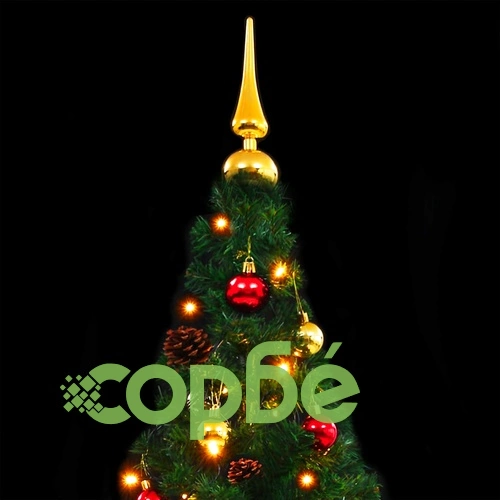 Изкуствена елха, украсена с играчки и LED лампи, 180 см, зелена ➤ топ цена ➤ sorbe.bg