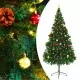 Изкуствена елха, украсена с играчки и LED лампи, 210 см, зелена