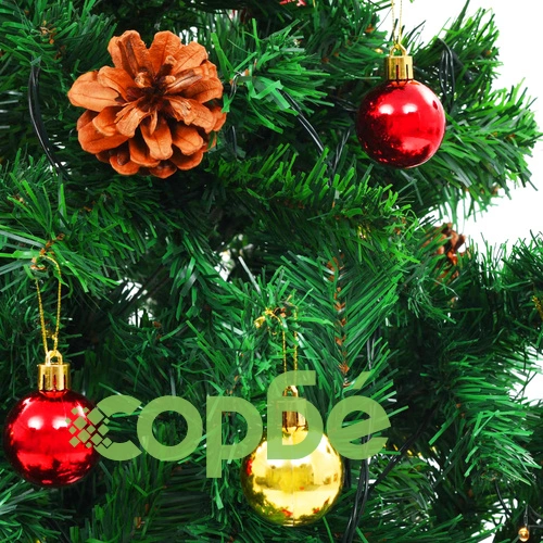 Изкуствена елха, украсена с играчки и LED лампи, 210 см, зелена ➤ топ цена ➤ sorbe.bg