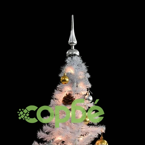 Изкуствена елха, украсена с играчки и LED лампи, 210 см, бяла ➤ топ цена ➤ sorbe.bg