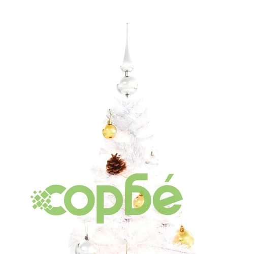 Изкуствена елха, украсена с играчки и LED лампи, 210 см, бяла ➤ топ цена ➤ sorbe.bg