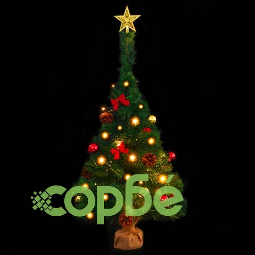 Изкуствена елха, украсена с играчки и LED лампи, 64 см, зелена ➤ топ цена ➤ sorbe.bg