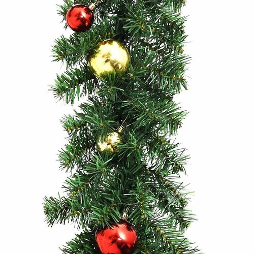 Коледен гирлянд, декориран с топки и LED лампички, 10 м ➤ топ цена ➤ sorbe.bg