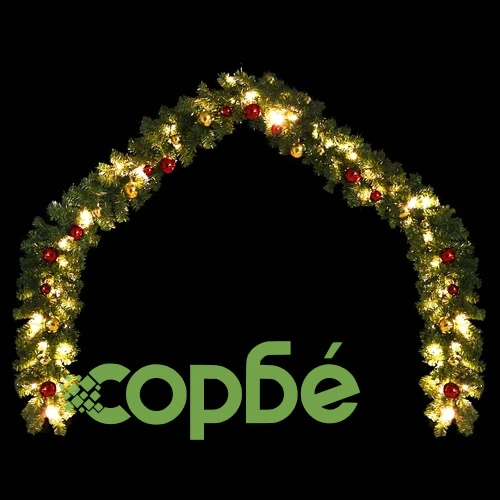 Коледен гирлянд, декориран с топки и LED лампички, 20 м ➤ топ цена ➤ sorbe.bg