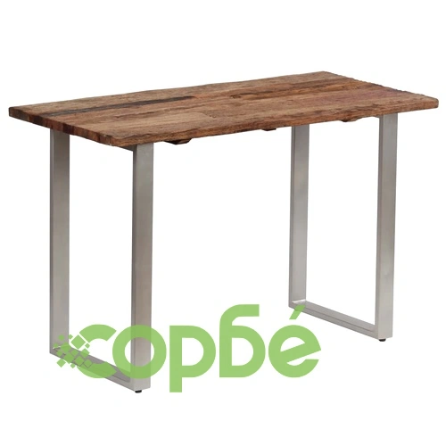 Трапезна маса, регенерирано дърво масив и стомана, 118x55x76 cм ➤ топ цена ➤ sorbe.bg