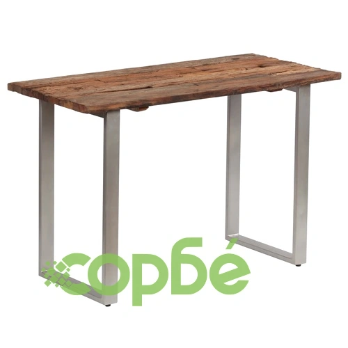 Трапезна маса, регенерирано дърво масив и стомана, 118x55x76 cм ➤ топ цена ➤ sorbe.bg
