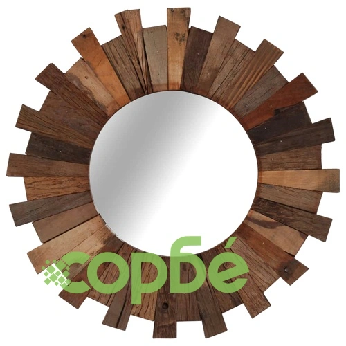 Огледало за стена, регенерирано дърво масив, 50 cм  ➤ топ цена ➤ sorbe.bg