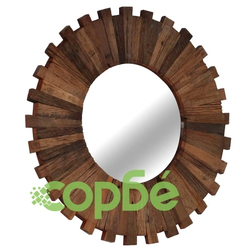 Огледало за стена, регенерирано дърво масив, 50 cм  ➤ топ цена ➤ sorbe.bg