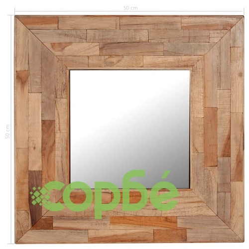 Огледало, регенерирана тикова дървесина, 50x50 см ➤ топ цена ➤ sorbe.bg