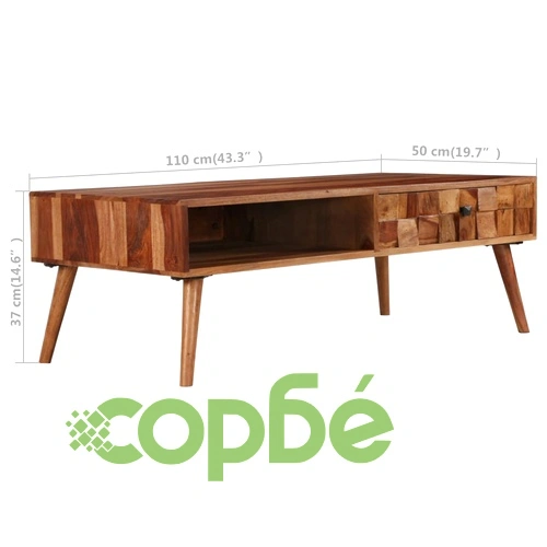 Маса за кафе, акация масив, финиш цвят пчелен мед, 110x50x37 cм ➤ топ цена ➤ sorbe.bg