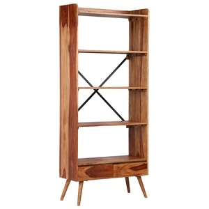 Етажерка за книги, акациево дърво масив, 75x30x170 см