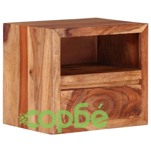 Нощно шкафче, акациево дърво масив, 40x30x35 см ➤ топ цена ➤ sorbe.bg