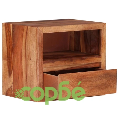 Нощно шкафче, акациево дърво масив, 40x30x35 см ➤ топ цена ➤ sorbe.bg