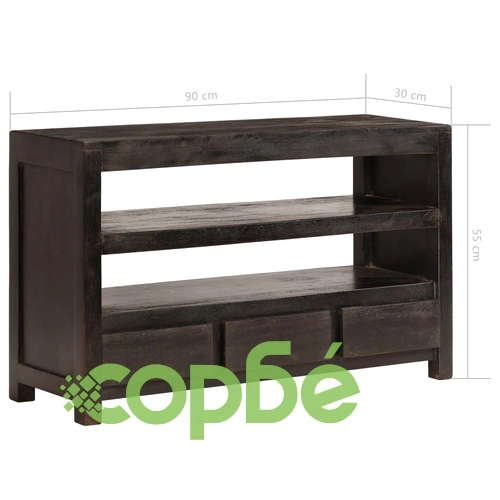 ТВ шкаф, акациево дърво масив, 90x30x55 см, тъмнокафяв ➤ топ цена ➤ sorbe.bg