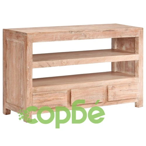 ТВ шкаф, акациево дърво масив, 90x30x55 см, светлокафяв ➤ топ цена ➤ sorbe.bg