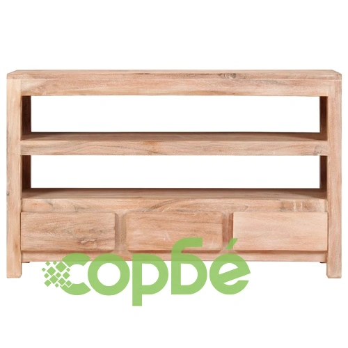 ТВ шкаф, акациево дърво масив, 90x30x55 см, светлокафяв ➤ топ цена ➤ sorbe.bg