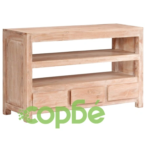 ТВ шкаф, акациево дърво масив, 90x30x55 см, светлокафяв ➤ топ цена ➤ sorbe.bg