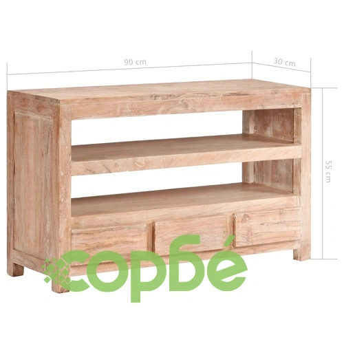 ТВ шкаф, акациево дърво масив, 90x30x55 см, светлокафяв ➤ топ цена ➤ sorbe.bg