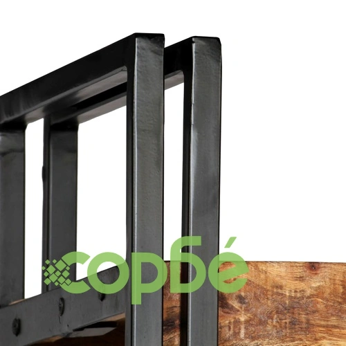 Библиотека с 5 рафта мангово дърво масив и стомана 90x30x180 см ➤ топ цена ➤ sorbe.bg
