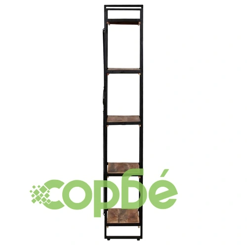 Библиотека с 5 рафта мангово дърво масив и стомана 60x30x180 см ➤ топ цена ➤ sorbe.bg