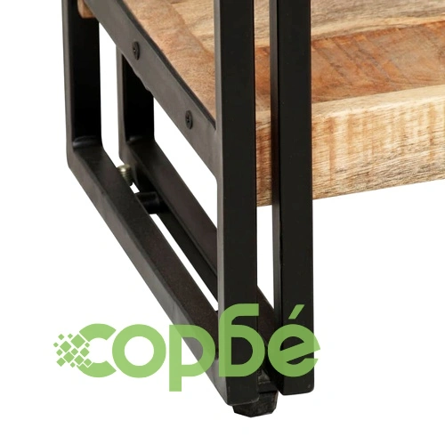 Библиотека с 5 рафта мангово дърво масив и стомана 60x30x180 см ➤ топ цена ➤ sorbe.bg