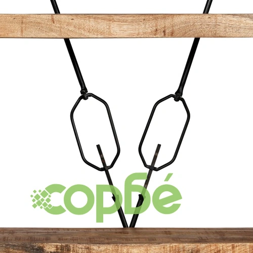 Библиотека с 5 рафта мангово дърво масив и стомана 60x30x180 см ➤ топ цена ➤ sorbe.bg